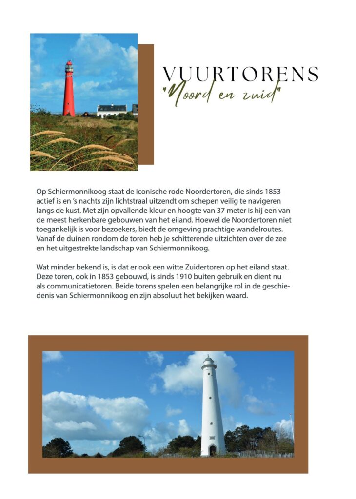 Pagina over de vuurtorens van Schiermonnikoog uit het welkomstboekje van Schierplekkie